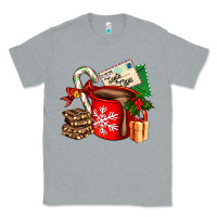 Heather Grey Christmas hot chocolate cup with gift and letters Classic Tee - AdoDesignShop