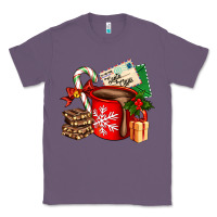 Lavender Christmas hot chocolate cup with gift and letters Classic Tee - AdoDesignShop