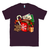 Plum Christmas hot chocolate cup with gift and letters Classic Tee - AdoDesignShop