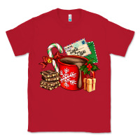 Red Christmas hot chocolate cup with gift and letters Classic Tee - AdoDesignShop