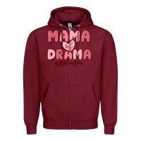 Burgundy mama of drama girl mom Zipper Hoodie - MaliasSmallBusiness