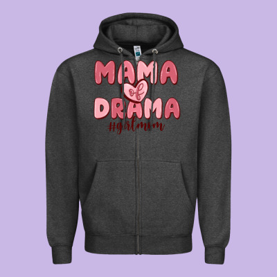 Mama Of Drama Girl Mom Zipper Hoodie Designed By Maliassmallbusiness