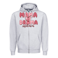 Heather Grey mama of drama girl mom Zipper Hoodie - MaliasSmallBusiness
