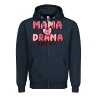 Navy mama of drama girl mom Zipper Hoodie - MaliasSmallBusiness