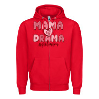 Red mama of drama girl mom Zipper Hoodie - MaliasSmallBusiness