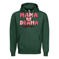 Sports Green mama of drama girl mom Zipper Hoodie - MaliasSmallBusiness