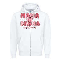 White mama of drama girl mom Zipper Hoodie - MaliasSmallBusiness