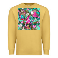 Antique Gold Hairdresser Gnomes With Hearts And Pearls With Leopard Premium Sweatshirt - BundleAndBundleShop
