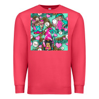 Cardinal Hairdresser Gnomes With Hearts And Pearls With Leopard Premium Sweatshirt - BundleAndBundleShop