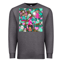 Charcoal Heather Hairdresser Gnomes With Hearts And Pearls With Leopard Premium Sweatshirt - BundleAndBundleShop