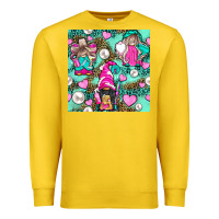 Lemon Hairdresser Gnomes With Hearts And Pearls With Leopard Premium Sweatshirt - BundleAndBundleShop