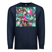 Navy Hairdresser Gnomes With Hearts And Pearls With Leopard Premium Sweatshirt - BundleAndBundleShop