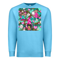 Ocean Blue Hairdresser Gnomes With Hearts And Pearls With Leopard Premium Sweatshirt - BundleAndBundleShop