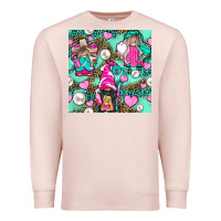 Pale Pink Hairdresser Gnomes With Hearts And Pearls With Leopard Premium Sweatshirt - BundleAndBundleShop