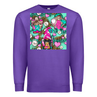 Purple Hairdresser Gnomes With Hearts And Pearls With Leopard Premium Sweatshirt - BundleAndBundleShop