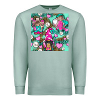 Seafoam Hairdresser Gnomes With Hearts And Pearls With Leopard Premium Sweatshirt - BundleAndBundleShop