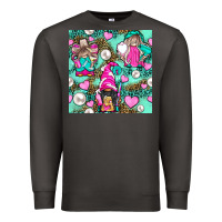 Smoke Hairdresser Gnomes With Hearts And Pearls With Leopard Premium Sweatshirt - BundleAndBundleShop