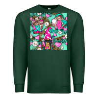 Sports Green Hairdresser Gnomes With Hearts And Pearls With Leopard Premium Sweatshirt - BundleAndBundleShop