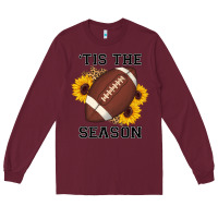 Burgundy tis the season football sunflower Long Sleeve Tee - AdoDesignShop