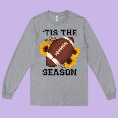 Tis The Season Football Sunflower Long Sleeve Tee Designed By Adodesignshop