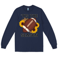 Navy tis the season football sunflower Long Sleeve Tee - AdoDesignShop