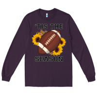 Plum tis the season football sunflower Long Sleeve Tee - AdoDesignShop