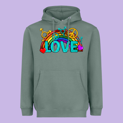 Western Lgbtq+ Love Rainbow Heavyweight Hoodie Designed By Bundleandbundleshop