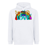 White Western LGBTQ+ Love Rainbow Heavyweight Hoodie - BundleAndBundleShop
