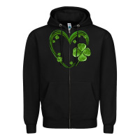 Black st patricks day shamrock heart Zipper Hoodie - MaliasSmallBusiness