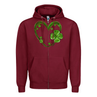 Burgundy st patricks day shamrock heart Zipper Hoodie - MaliasSmallBusiness