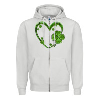 Dove Grey st patricks day shamrock heart Zipper Hoodie - MaliasSmallBusiness