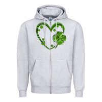 Heather Grey st patricks day shamrock heart Zipper Hoodie - MaliasSmallBusiness