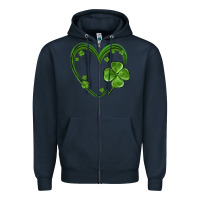 Navy st patricks day shamrock heart Zipper Hoodie - MaliasSmallBusiness