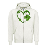 Oatmeal Heather st patricks day shamrock heart Zipper Hoodie - MaliasSmallBusiness