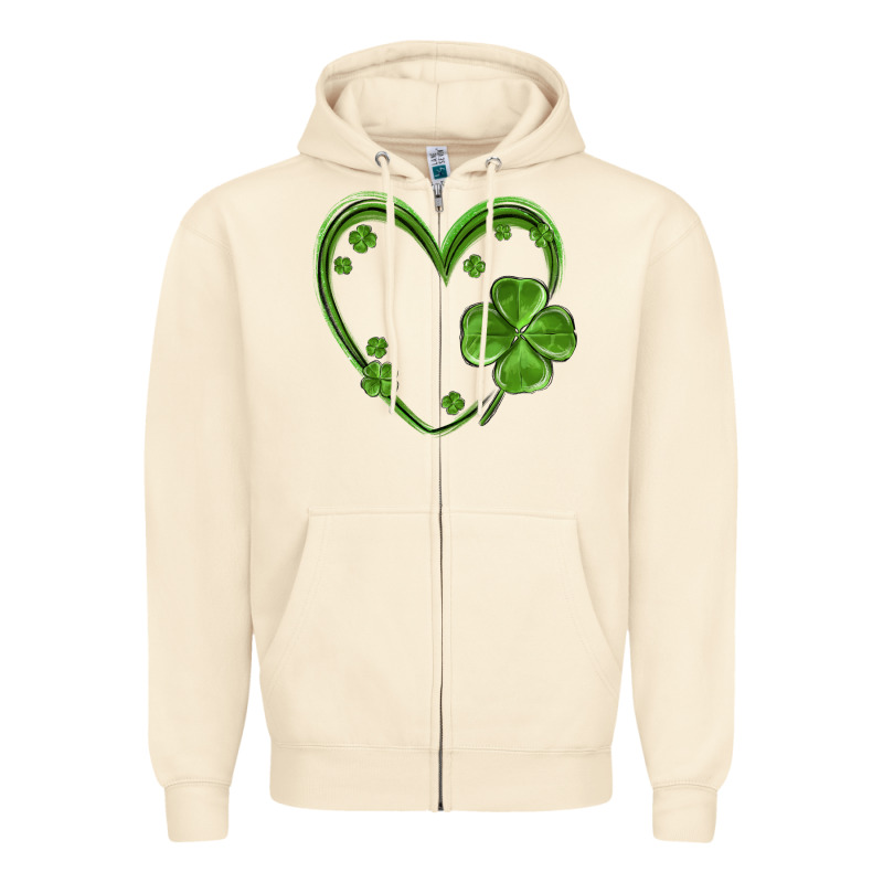 St Patricks Day Shamrock Heart Zipper Hoodie by MaliasSmallBusiness | Teevron