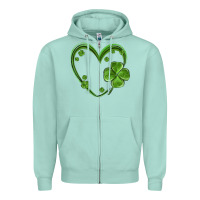 Seafoam st patricks day shamrock heart Zipper Hoodie - MaliasSmallBusiness
