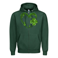 Sports Green st patricks day shamrock heart Zipper Hoodie - MaliasSmallBusiness