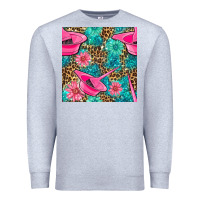 Heather Grey Hairdresser Hair Color Mixing Bowl And Dye Brush With Flowers And Leop Premium Sweatshirt - BundleAndBundleShop