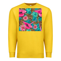 Lemon Hairdresser Hair Color Mixing Bowl And Dye Brush With Flowers And Leop Premium Sweatshirt - BundleAndBundleShop