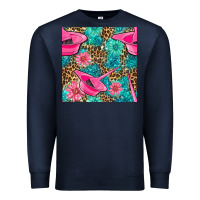 Navy Hairdresser Hair Color Mixing Bowl And Dye Brush With Flowers And Leop Premium Sweatshirt - BundleAndBundleShop