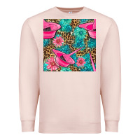 Pale Pink Hairdresser Hair Color Mixing Bowl And Dye Brush With Flowers And Leop Premium Sweatshirt - BundleAndBundleShop
