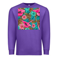 Hairdresser Hair Color Mixing Bowl And Dye Brush With Flowers And Leop Premium Sweatshirt | Teevron