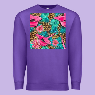 Hairdresser Hair Color Mixing Bowl And Dye Brush With Flowers And Leop Premium Sweatshirt Designed By Bundleandbundleshop
