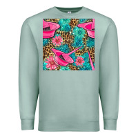 Seafoam Hairdresser Hair Color Mixing Bowl And Dye Brush With Flowers And Leop Premium Sweatshirt - BundleAndBundleShop