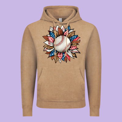 Baseball Sunflower Vintage Hoodie Designed By Hra Design Shop