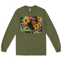 Army Green western rooster coop animals sunflowers cowhide serape wooden Long Sleeve Tee - Artiststas