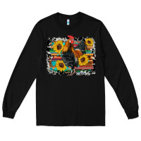 Black western rooster coop animals sunflowers cowhide serape wooden Long Sleeve Tee - Artiststas
