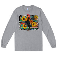 Heather Grey western rooster coop animals sunflowers cowhide serape wooden Long Sleeve Tee - Artiststas