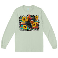 Matcha western rooster coop animals sunflowers cowhide serape wooden Long Sleeve Tee - Artiststas