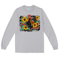 Moon Dust western rooster coop animals sunflowers cowhide serape wooden Long Sleeve Tee - Artiststas